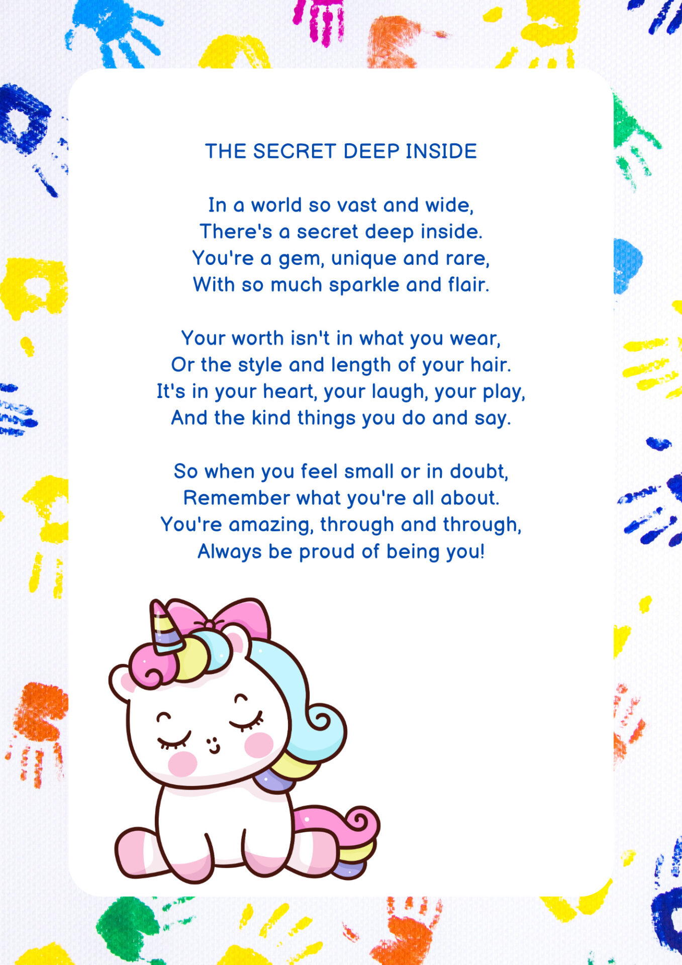 self-esteem poem for kids