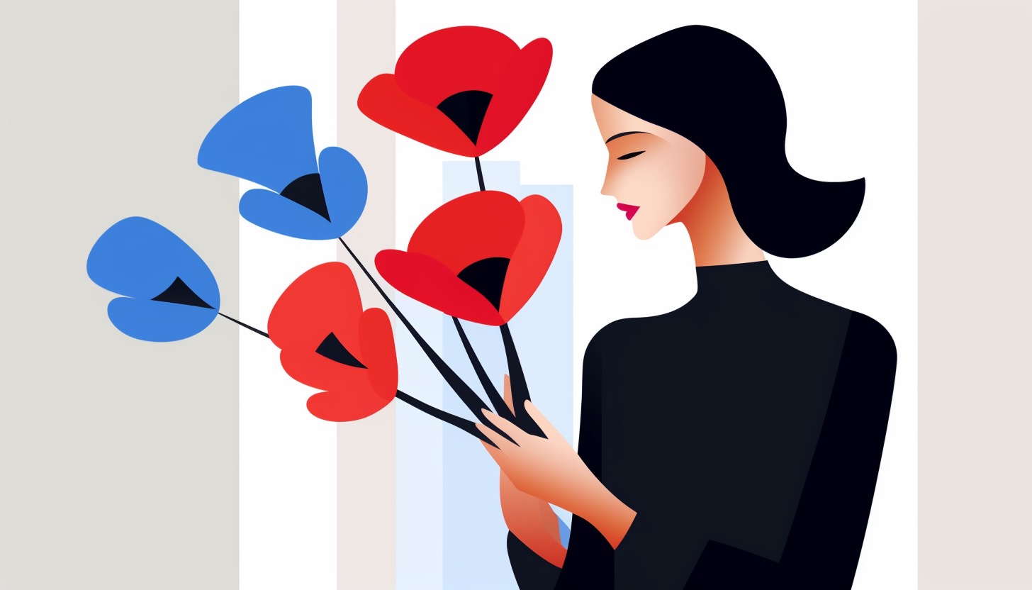 illustration of a woman holding flowers full of self-compassion