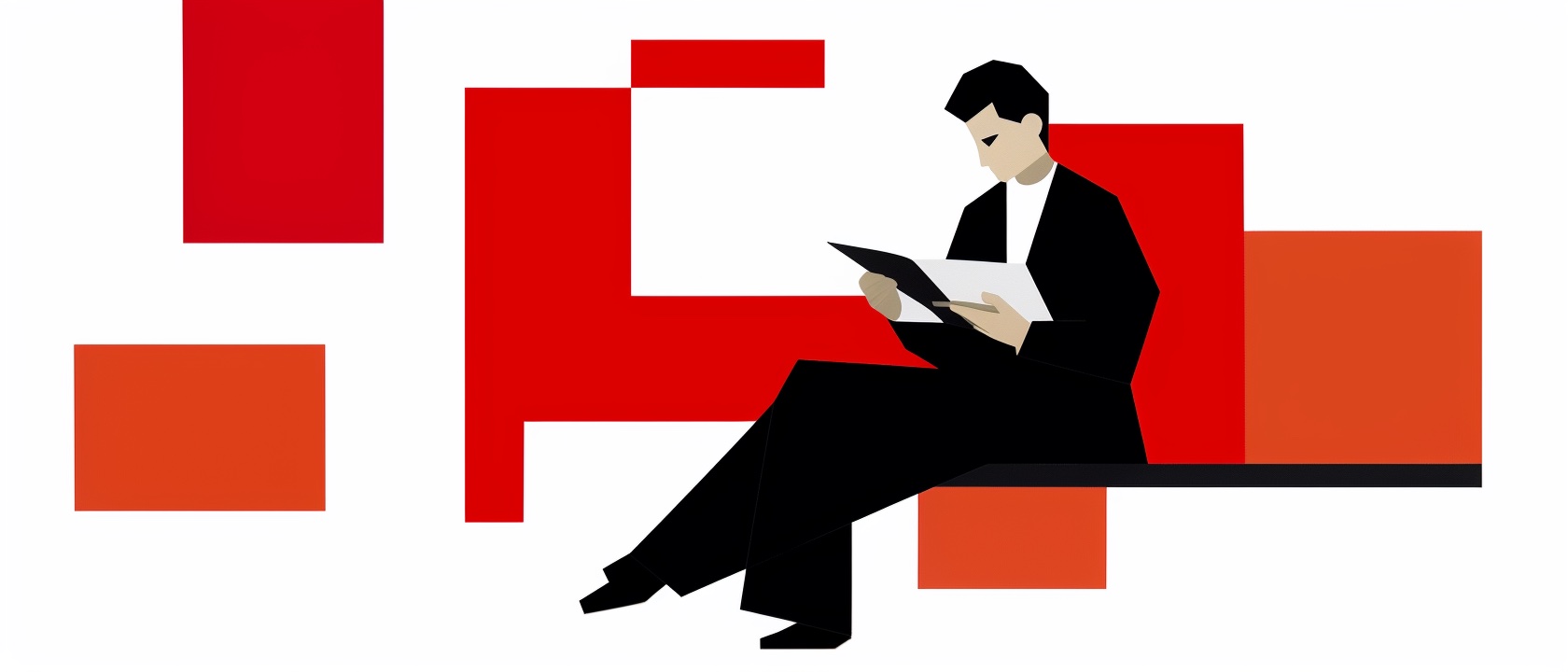 illustration of a man reading a book