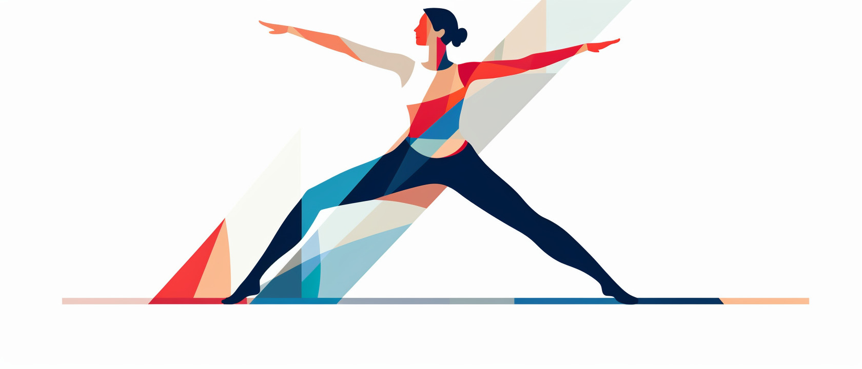 artistic illustration of a woman with high-self esteem doing the yoga warrior pose